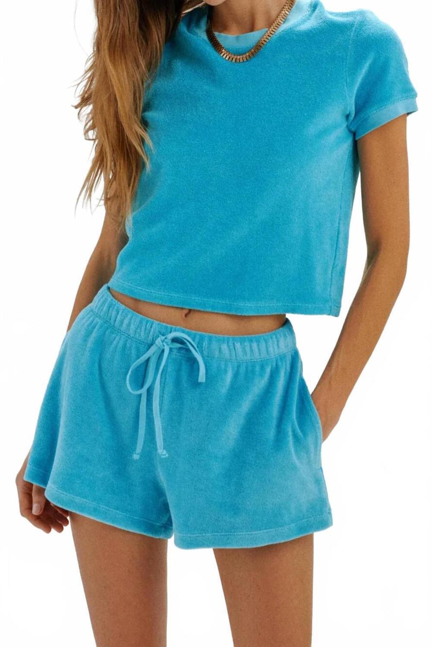 NEW SUZIE KONDI carpi terry tee in turquoise